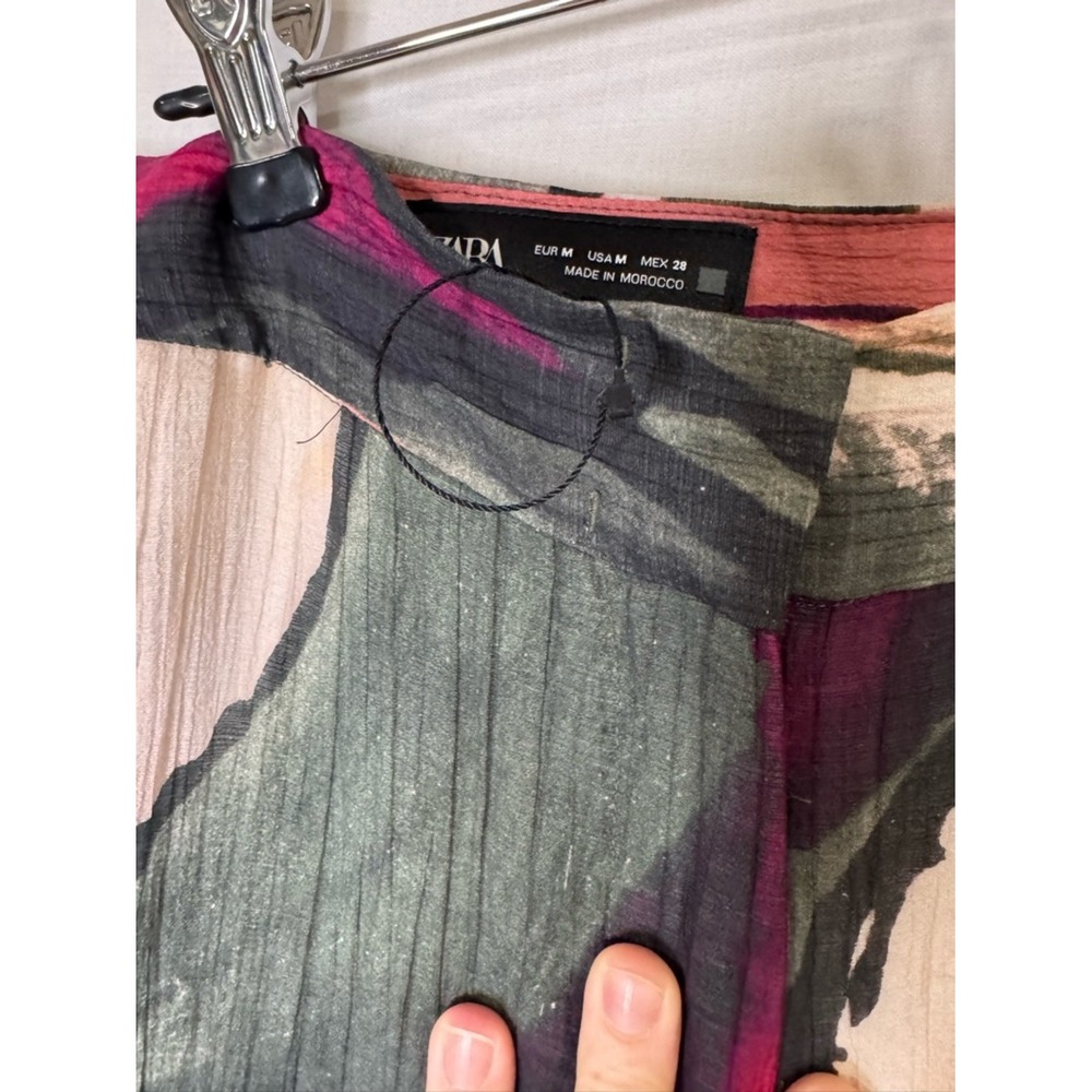 Zara Women's Wide Leg Pant Sz M Gauzy Lyocell Blend Artsy Indie Boho Festival - Picture 7 of 11